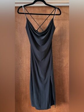 Windsor Black Slip Dress with Crossback Straps